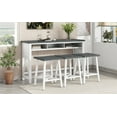 thumbnail image 3 of 4 PC Farmhouse Counter Height Dining Table Set with 3 Storage Space, 60" Dining Table & Saddle Stools, Console Kitchen Table Set with 3 Stools for Living Room Dining Room Kitchen Island, White+gray, 3 of 9