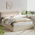 thumbnail image 6 of Asofer Full Bed Frames with 4 Storage Drawers on Wheels, Headboard Adjustable, Wood Slats, Beige, 6 of 11
