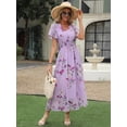 thumbnail image 2 of Vestido largo ANRABESS de verano con cuello en V y estampado floral de chifón para mujer, 2 of 6