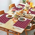 thumbnail image 2 of Burgundy Geometric Quatrefoil Pattern Summer Placemats Table Placemats Set Of 4-Linen Kitchen Washable Placemats Table Mats 11.8"x17.7" Non-Slip Heat Resistant, 2 of 6