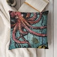 thumbnail image 3 of YINGXI  Throw Pillow Cover Pink Octopus and Fish Home Decor Pillowcase Cushion Cover 12x12in, 3 of 5