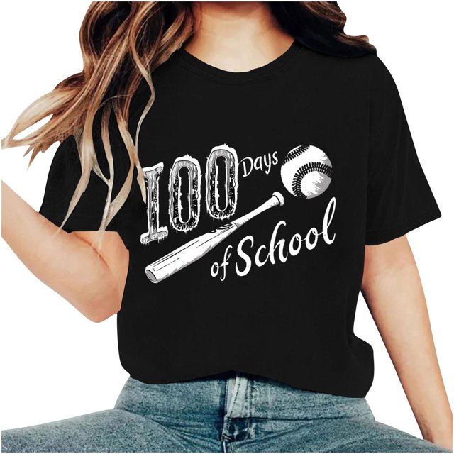 Camisetas de Cuello de Tripulación de Manga Corta para Mujeres Carta Impresa Camiseta 95% Poliéster 5% Spandex, Manga Corta Cuello Redondo Top Casual para Diario