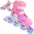 thumbnail image 3 of Yingyy Patins-Chaussures 2 en 1 Réglables à Roulettes Unisexes pour Enfants Intérieur Extérieur Parc Cour Terrain de Jeu Entraînement de Patinage pour Filles Rose P, 3 of 9