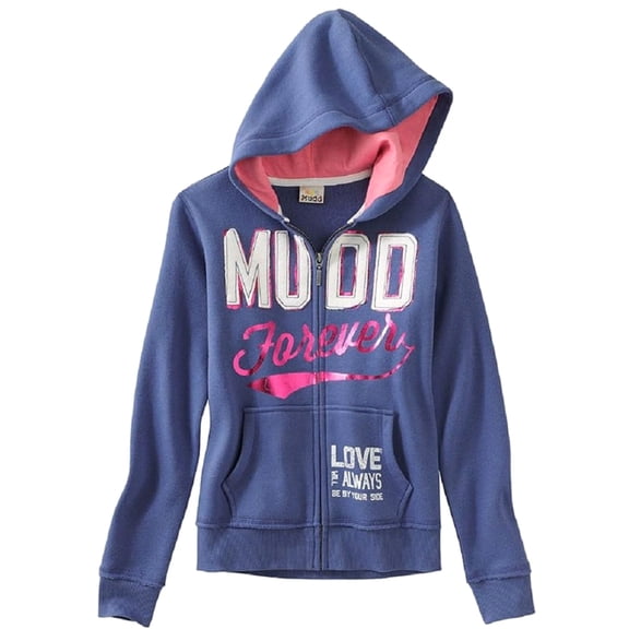 Mudd Forever Big Girls Plus Blue Full Zip Hoodie (Size: 8.5)