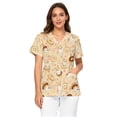 thumbnail image 4 of Chririnla Womens Scrubs Tops, V-Neck Breathable Scrub Tops Women Corgi Donut Print, 2 Pocket Stretch Fabric Scrubs for Women, Medical Nurse Shirt-S, 4 of 6