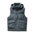 thumbnail image 2 of Mwjwdo Vest for Men Sleeveless Hooded Padded Vest Casual Outerwear Zipper Winter Warm Outdoor Hiking Coat with Pockets Gray XXXXXL, 2 of 4