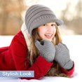thumbnail image 6 of 4 Sets Womens Winter Visor Hats and Winter Gloves Warm Beanie Hats with Brim Sequined Flower & Touchscreen Gloves, 6 of 7