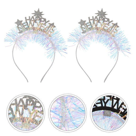 LOLIPPYY 2Pcs Decorative New Year Headband Multi Color Lightweight Party Hair Accessory