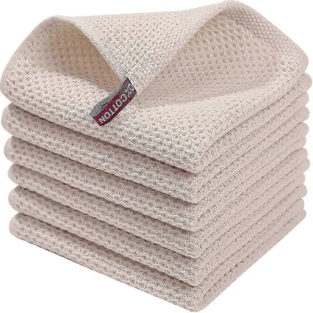 6-Pack Premium 100% Cotton Terry Tea Towels, Super Absorbent Dish Cloths with Hanging Loop