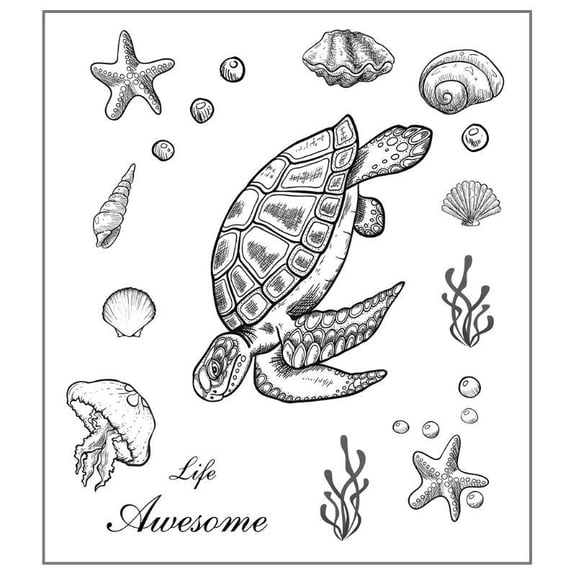 PatungKu Silicone Stamps Sea for Turtle Pattern Transparent Stamp Seal Rubber Postage Sta