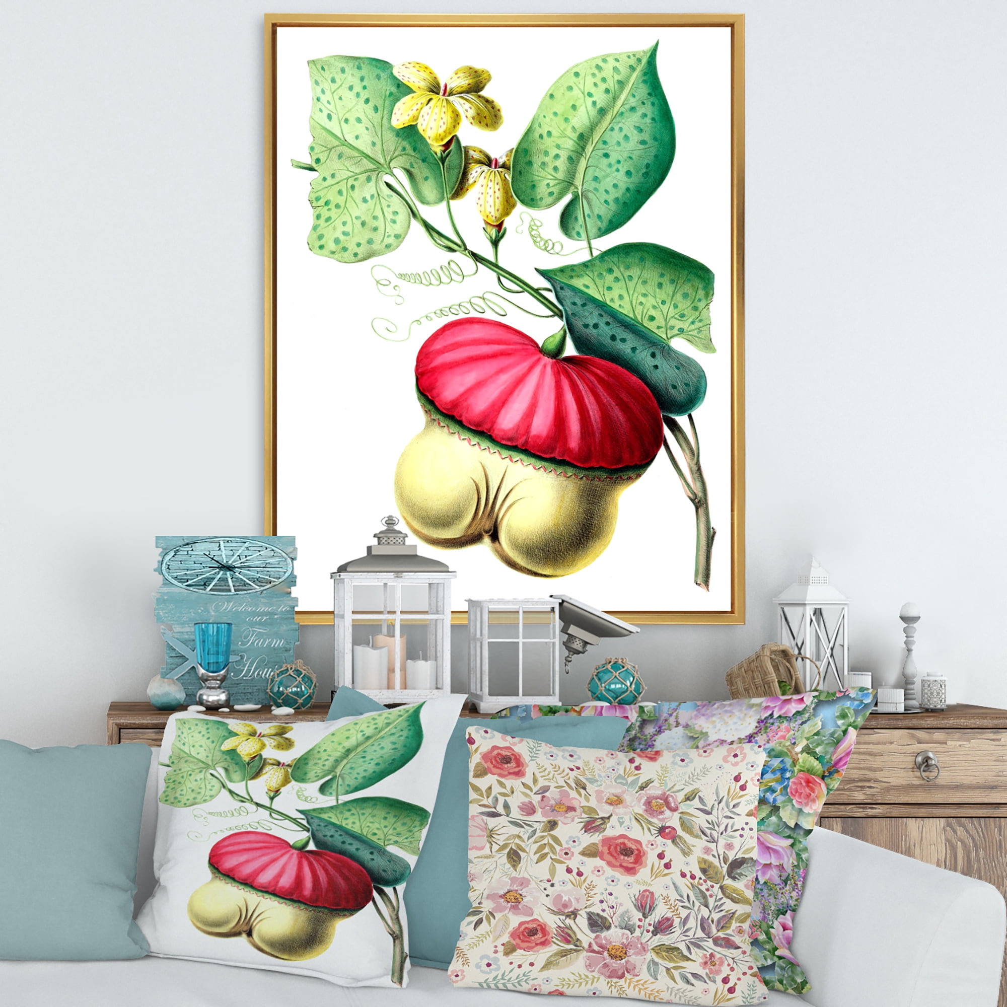 Designart 'American Vintage Flowers I' Traditional Framed Canvas Wall Art Print