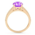 thumbnail image 2 of 2.32 ct Oval Cut Natural Amethyst Solitaire with Simulated Diamond Accents 18K Yellow Gold Womens Engagement Ring, 2 of 4