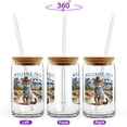 thumbnail image 2 of Welcome Fall Western Cowboy Manx Enjoys Majestic Autumn 16oz Glass Cup Mug Cat Lover Kitten Owner Gifts Glass Can with Bamboo Lid and Straw - 01007, 2 of 5