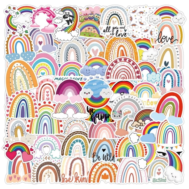 Pegatinas Rainbow Bridge de vinilo impermeable, 60 unidades