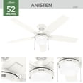 thumbnail image 2 of Ventilador de Techo Hunter Anisten 132 cm Interior Blanco con Luz LED, 2 of 9