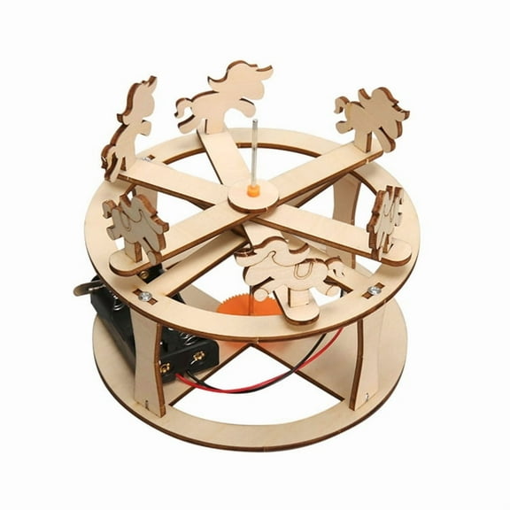 Wood Merry-go-round Carousel Kits DIY Science Building Projects 3D Wooden Puzzles Assembly Model Set Educational Toys