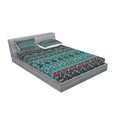 thumbnail image 3 of Ambesonne Tribal Fitted Sheet & Pillow Sham Set, Hand Drawn Aztec, Twin, Red Blue Teal, 3 of 3