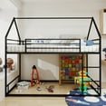 thumbnail image 2 of Miniyam Twin Size Metal Loft Bed with Safety Guardrails for Kids, Black, 2 of 7