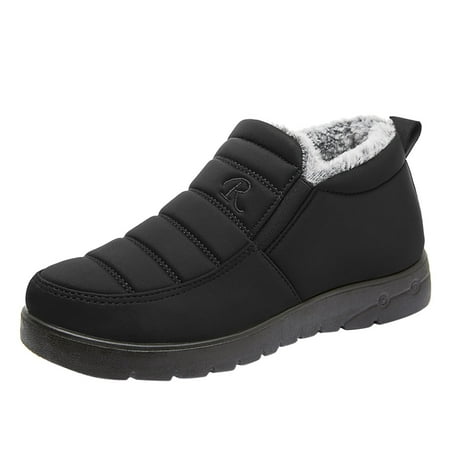 

Qufokar Men Boots 10 Mens Slip On Size 13 Snow Boots Fashion Winter Men Snow Boots Flat Bottom Non Slip Waterproof Upper With Solid Color Plush For Warm And Comfort