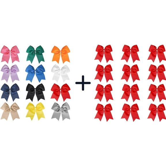 Joybowie 24-Piece Set: 8-Inch Solid-Color Pull-String Bows — Grosgrain Ribbon Hair Accessories, Ideal for Girls' Daily School Wear