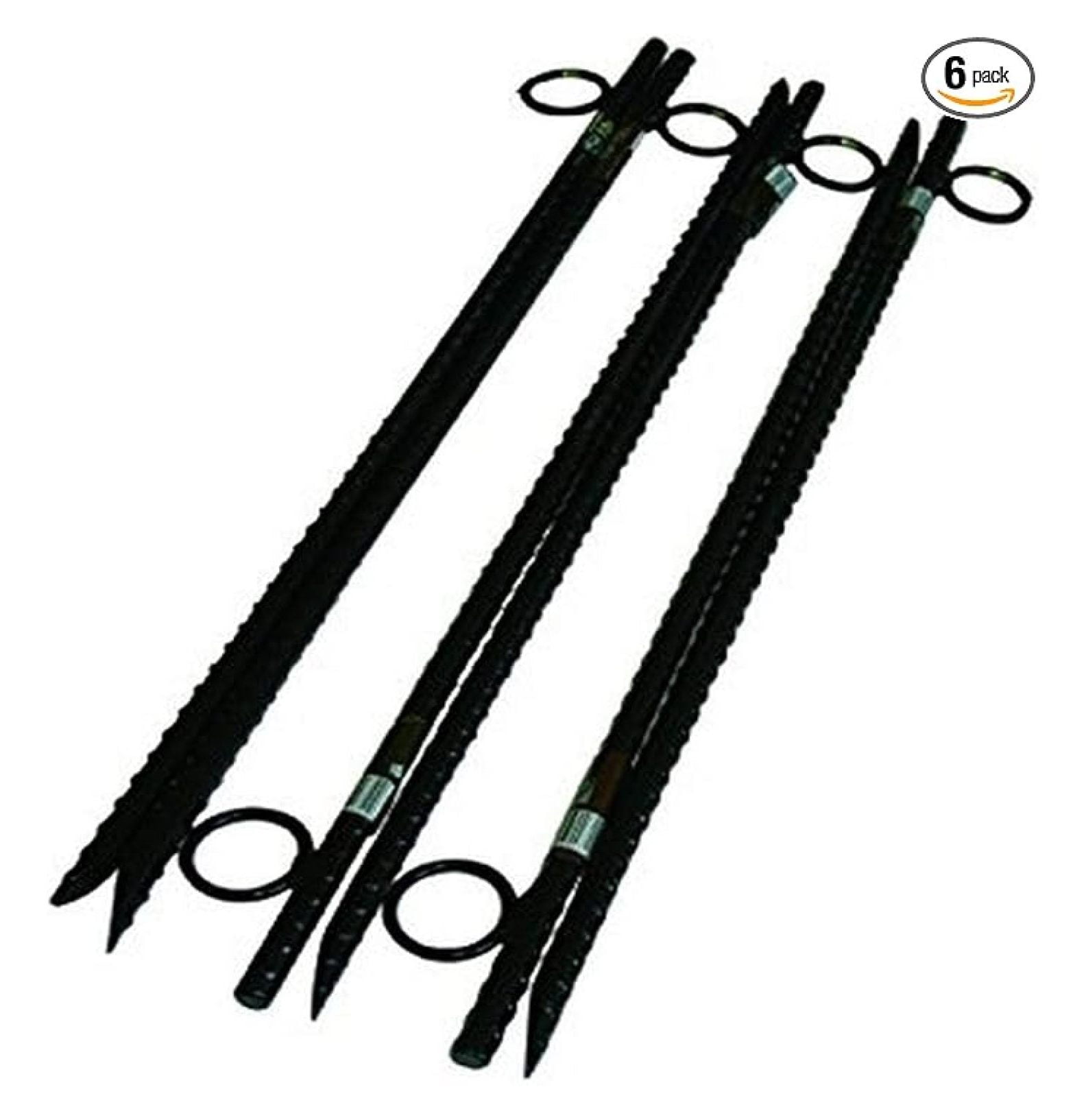Garden Stakes 1/2" x 30", 6 Pack - Heavy Duty Steel Tent Stakes for Camping, Tarps, Plants & Yard Securing