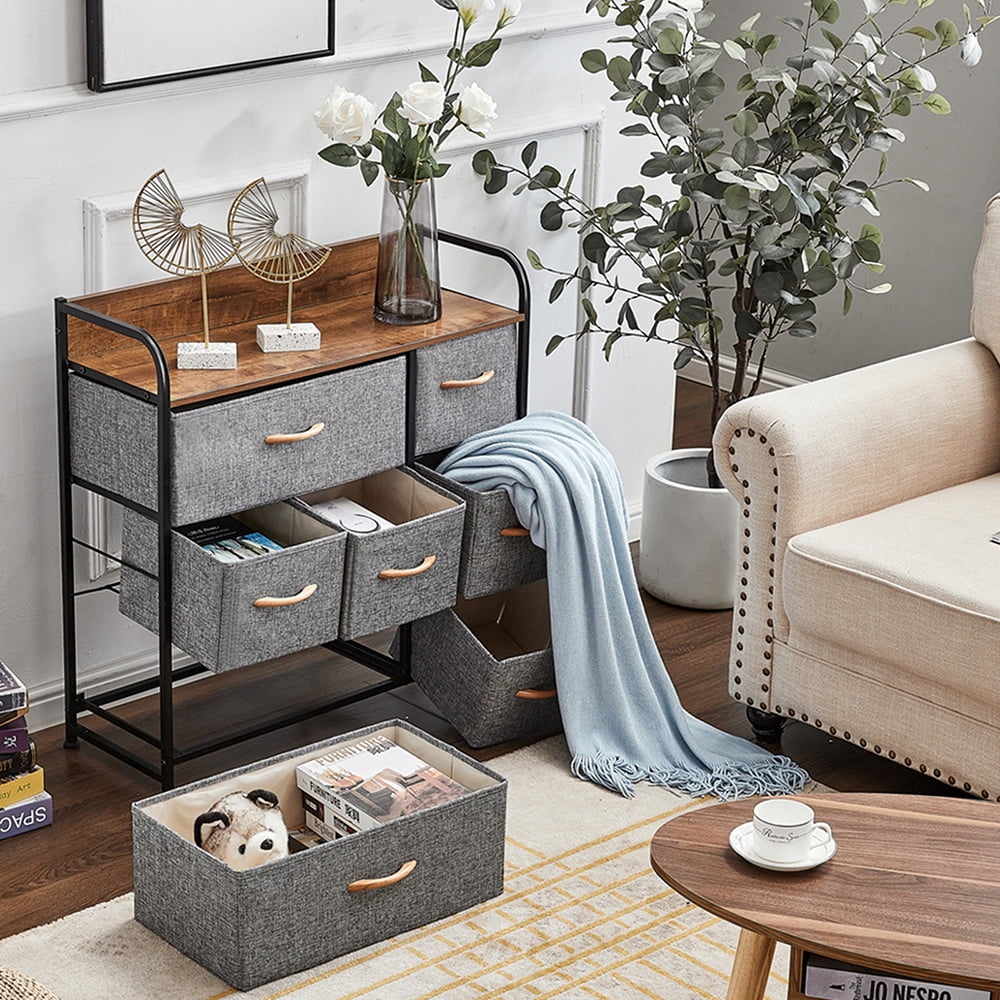 Kepooman Home Modern Rectangle Dresser Table with 7 Fabric Drawers for Storage & Organization, Grey Kepooman Home Modern Rectangle Dresser Table with 7 Fabric Drawers for Storage & Organization, Grey