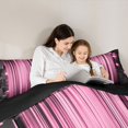thumbnail image 4 of Manfei 3D Neon Stripes Twin Comforter Sets, Vertical Lines Bedding Set, Light Pink Black, Black Reversible 2pcs, 1 Comforter and 1 Pillowcase, 4 of 6