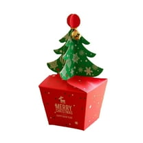 Nmdmisc 3D Mini Christmas Treat Gift Boxes, 2 Pcs Party Favors Candy Goody box Christmas Tree Shape boxes with Bells
