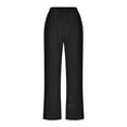thumbnail image 6 of Dazajoo Womens Summer Cotton Linen Capris Pants Comfy Lightweight Elastic Waist Pants with Pockets Casual Solid Color Drawstring Capris for Women 2024,Black,XL, 6 of 6