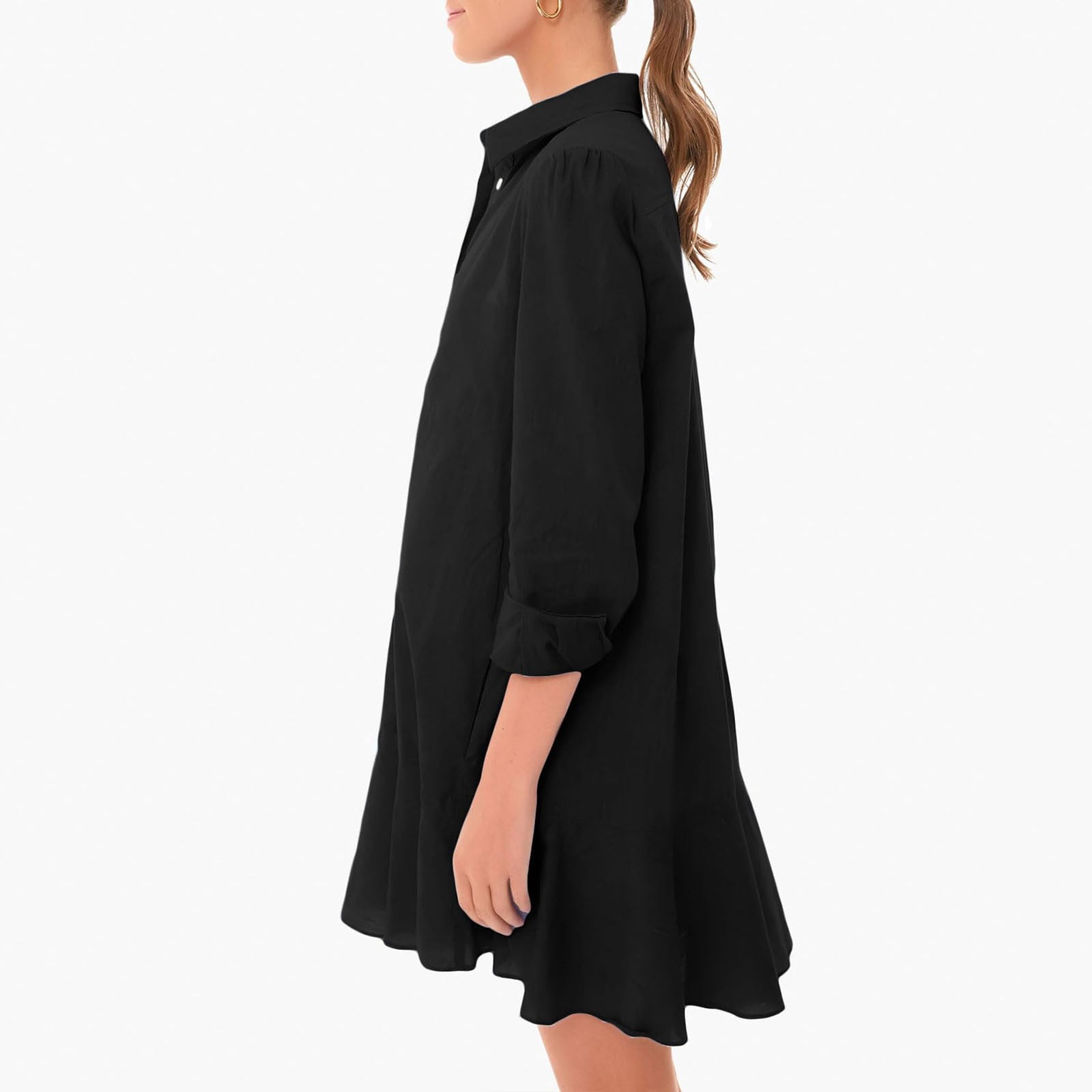 knee length dresses for ladies Maternity Long-Sleeve Midi Utility Dress main image 1