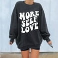 thumbnail image 2 of Fesfesfes Women Flannel Shirt Letter Print Loose Roundneck Long-Sleeved Fleece Oversized Sweatshirt Pullover Clearance Under $10, 2 of 9