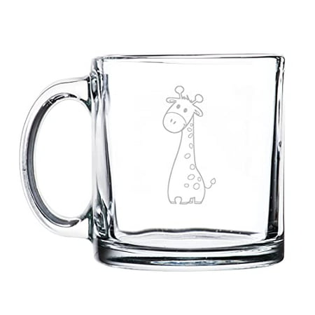 

13 oz. Clear Glass Coffee Tea Warm Beverage Mug Cup Cute Giraffe Cartoon