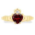 thumbnail image 2 of AFFY Heart Cut Simulated Garnet & Cubic Zirconia Claddagh Ring In 14k Yellow Gold Over Sterling Silver Jewelry Gift For Her Ring Size-7, 2 of 6