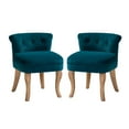thumbnail image 2 of Makeup Vanity Stool Dressing Table Accent Chair Set of 2 Velvet Tufted Upholstered Cushioned Wood Leg Home Bedroom Living Room Teal, 2 of 8