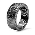 thumbnail image 2 of 3.00Ct Princess Cut Simulated Black Diamond Half Men's Wedding Band Ring 14K Black Gold Plated 925 Sterling Silver For Him, 2 of 3