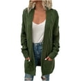 thumbnail image 1 of Trendy Cable Knit Long Cardigan for Women Solid Open Front Long Sweater Cardigan with Pockets Fall Outerwear, 1 of 5