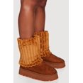 thumbnail image 2 of Women's Ribbed Faux Fur Round Toe Platform Booties, 2 of 3