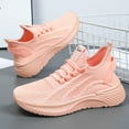 thumbnail image 6 of Womens Sneakers Breathable Knitted Slip on Soft Sole Tennis Shoes Comfortable Lace up Antislip Solid Color Sneakers Pink Size 8.5, 6 of 6
