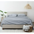 thumbnail image 3 of Noble Linens 4 Piece Pattern Microfiber Bed Sheets Set, Light Blue Chambray Style, California King, 3 of 10