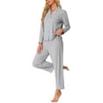 thumbnail image 4 of INSPIRE CHIC Women's Sleepwear Pajamas Modal Button Down Long Sleeves Tops with Pants Loungewear Set XL Gray, 4 of 4