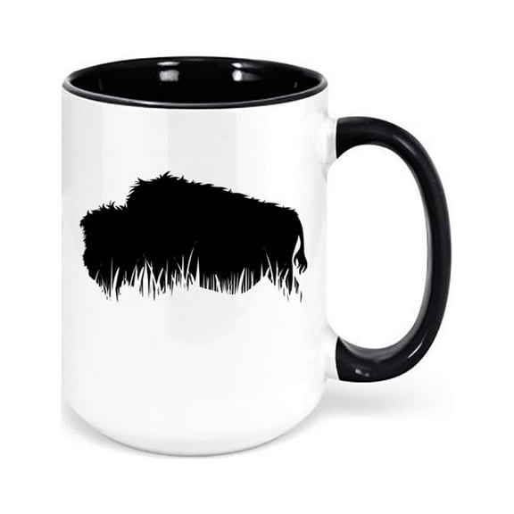 Buffalo Mug, Grass Buffalo, Bison Mug, Coffee Gift, Buffalo Coffee Cup, Bison Cup, Buffalo Gift, Birthday, Gift For Him, Buffalo Lover, BLACK