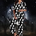 thumbnail image 5 of GZWYHT 2 Piece Pajama Set for Women Halloween Pajamas Pumpkin Print Short Sleeve Button Top and Capri Pants Womens Sleep Set Women's Pajama Sets Button Down Pajamas Pj Sets for Woman Black L, 5 of 7