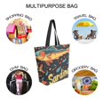 thumbnail image 7 of FORMRS Womens Canvas Tote Bag with Zipper Inner Pocket Shoulder Handbag, Black Sardines Pattern, 7 of 7
