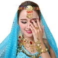 thumbnail image 4 of Belly Dance Headdress Saree Veil Performance Accessories Headchain Eyebrow Pendant Turban Veil, 4 of 6