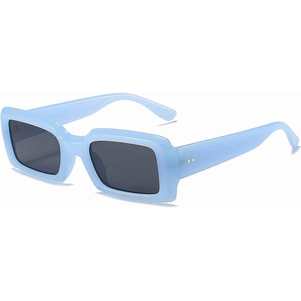 Thick Chunky Rectangle Sunglasses for Women Men Modern Small Square Sun Glasses Fashion Fat Narrow Frame Sunnies