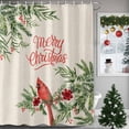 thumbnail image 2 of Shower Curtain Bathroom Set Christmas Cardinals Bird on Pine Branches Waterproof Fabric Shower Curtains with Grommets&Hooks Retro Linen Privacy Bath Curtain for Bathtub 72x72in, 2 of 9