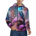 thumbnail image 2 of Picia Beautiful Flower Blue Bird Pattern Casual Men's Hoodie - Lightweight Hooded Sweatshirt with Kangaroo Pocket, Comfortable Pullover for Everyday, Travel-Small, 2 of 7