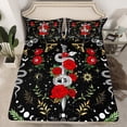 thumbnail image 2 of Manfei Gothic Snake Twin Sheet Sets,Romantic Red Rose Twin Fitted Sheet,Boho bohemian Style Flat Sheet For Girls Kids,Ultra Soft Home Decor,3pcs, 2 of 7