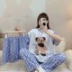 thumbnail image 1 of Conjunto de pijamas de dibujos animados de verano para mujer, pantalones largos de manga corta tipo algodón, ropa para el hogar de estilo lindo, traje de tres piezas, ropa de dormir, 1 of 5