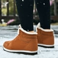 thumbnail image 6 of Xfvqtps Men and Womens Warm Sneakers High Top Lamb Wool Plush Fleece Line Lace Up Lightweight Non Slip Winter Shoes Korean Cotton Shoes Snow Boots Brown, 6 of 7